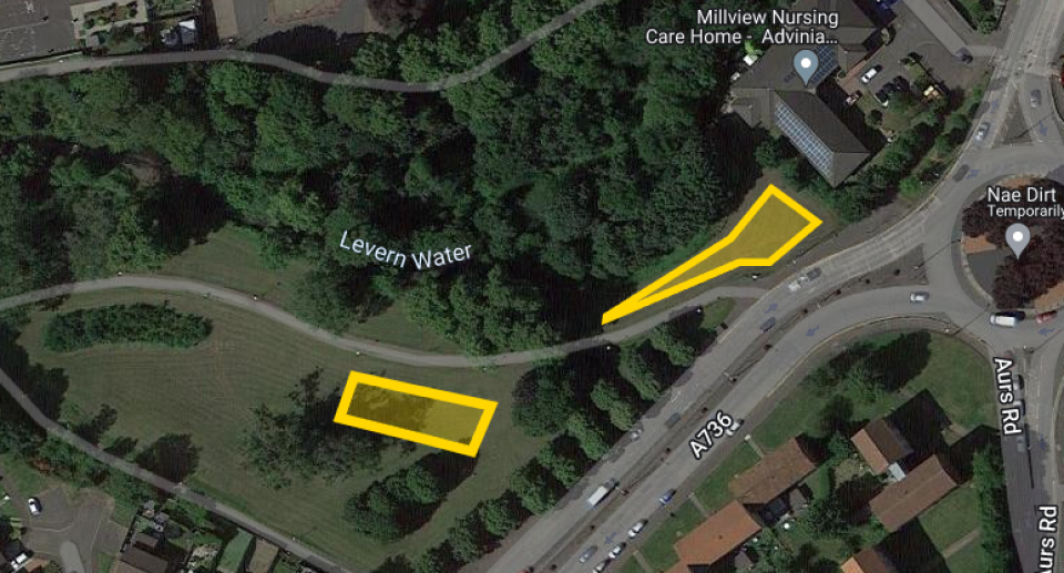 Tree planting locations in Carlibar Park