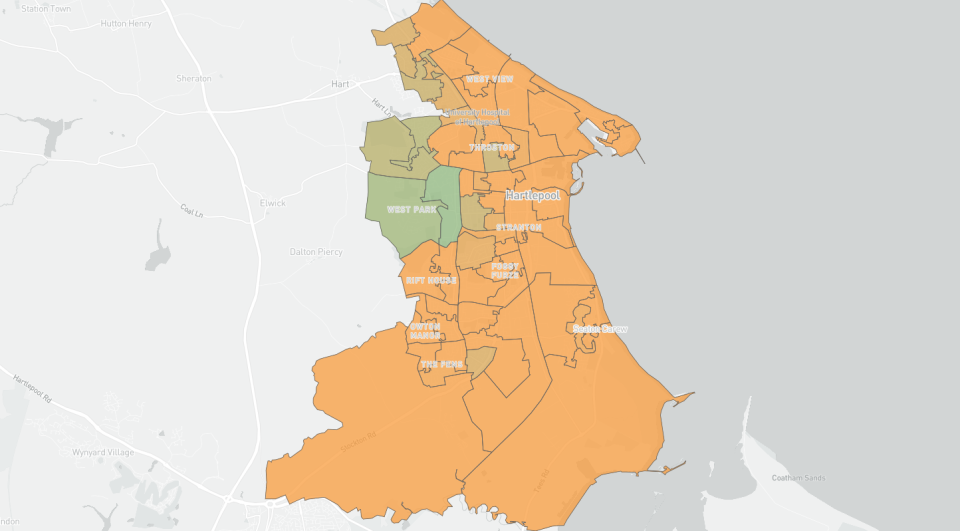 Hartlepool Tree Equity Score Map